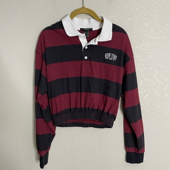 Forever 21 Stripe New York Crop Top Small - Picture 6 of 6